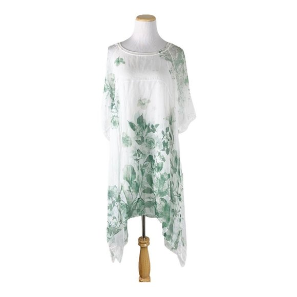 Scandal Italy Dress Flowy 3/4 Sleeve Roses Tunic - Picture 1 of 13